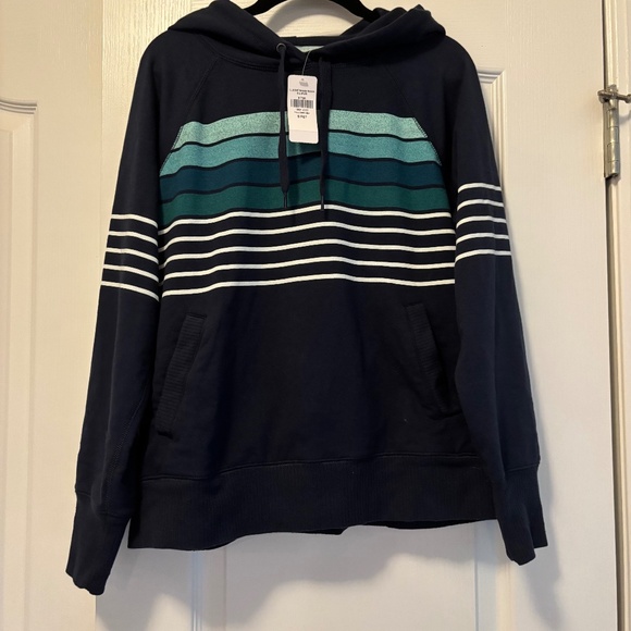 L.L.Bean Petite Small 24/7 Sweats Stripe Hoodie - Picture 1 of 4